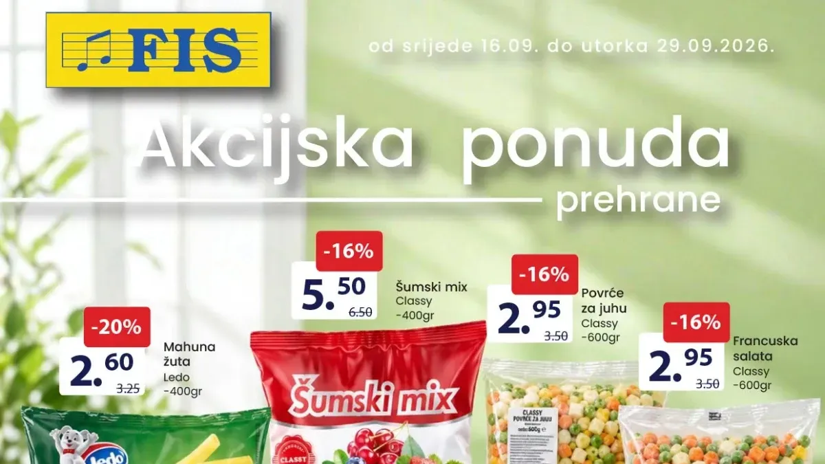 FIS objavio novi katalog – cijene pale do 53%, ponuda važi do 29.09.2026.
