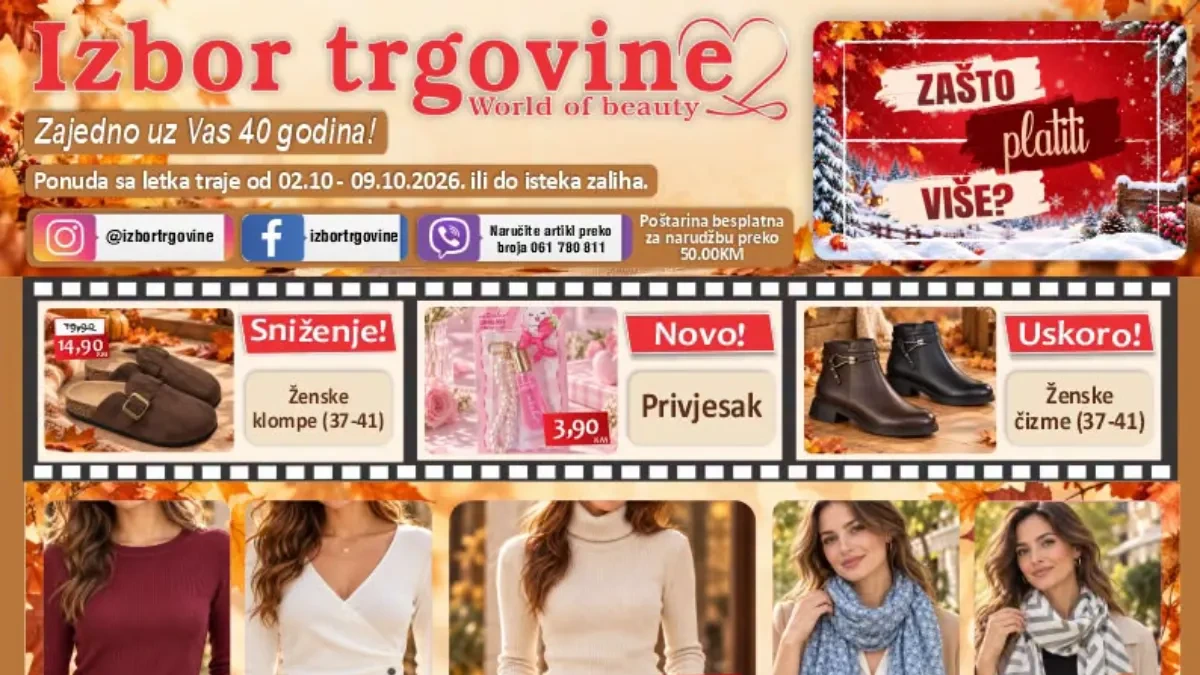 Izbor trgovine katalog 02–09.10.2026. – moda, obuća, kozmetika, igračke i proizvodi za dom po super cijenama
