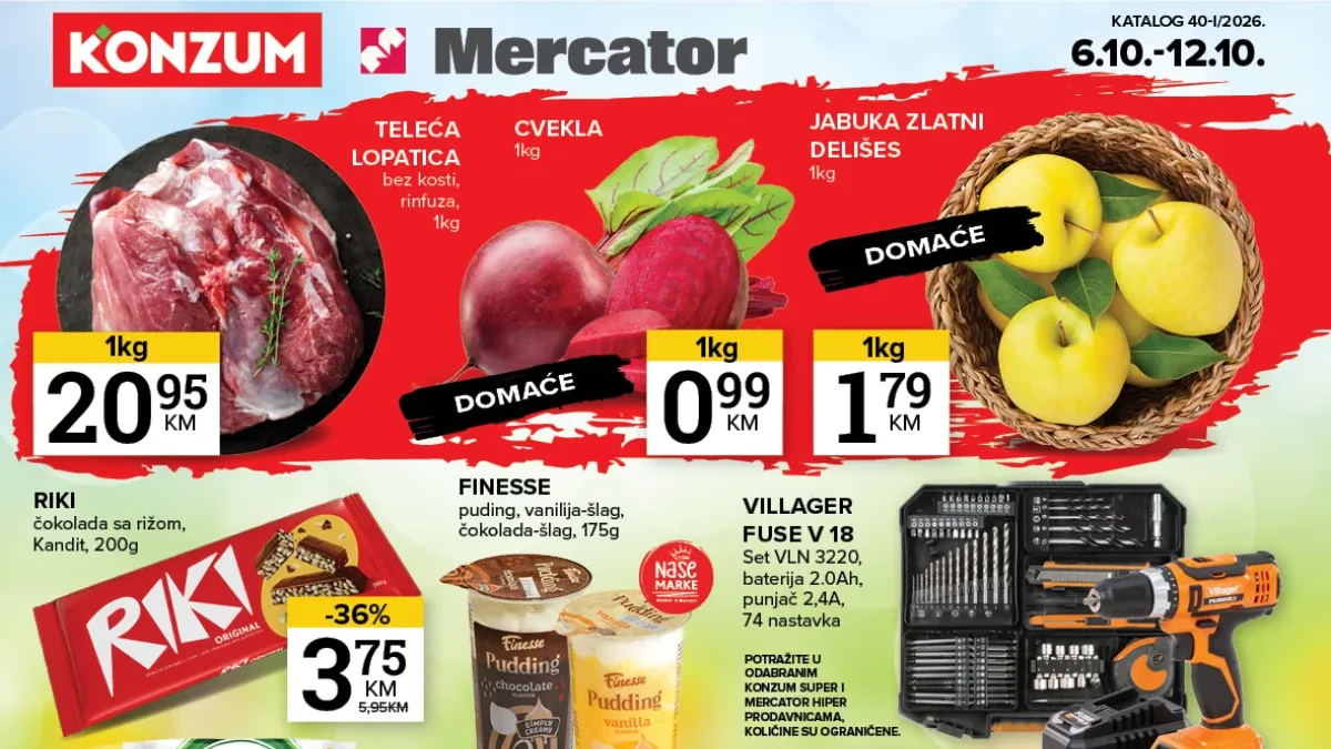 Konzum i Mercator katalog 06–12.10.2026. – super cijene, novi popusti i Super vikend do 12. oktobra