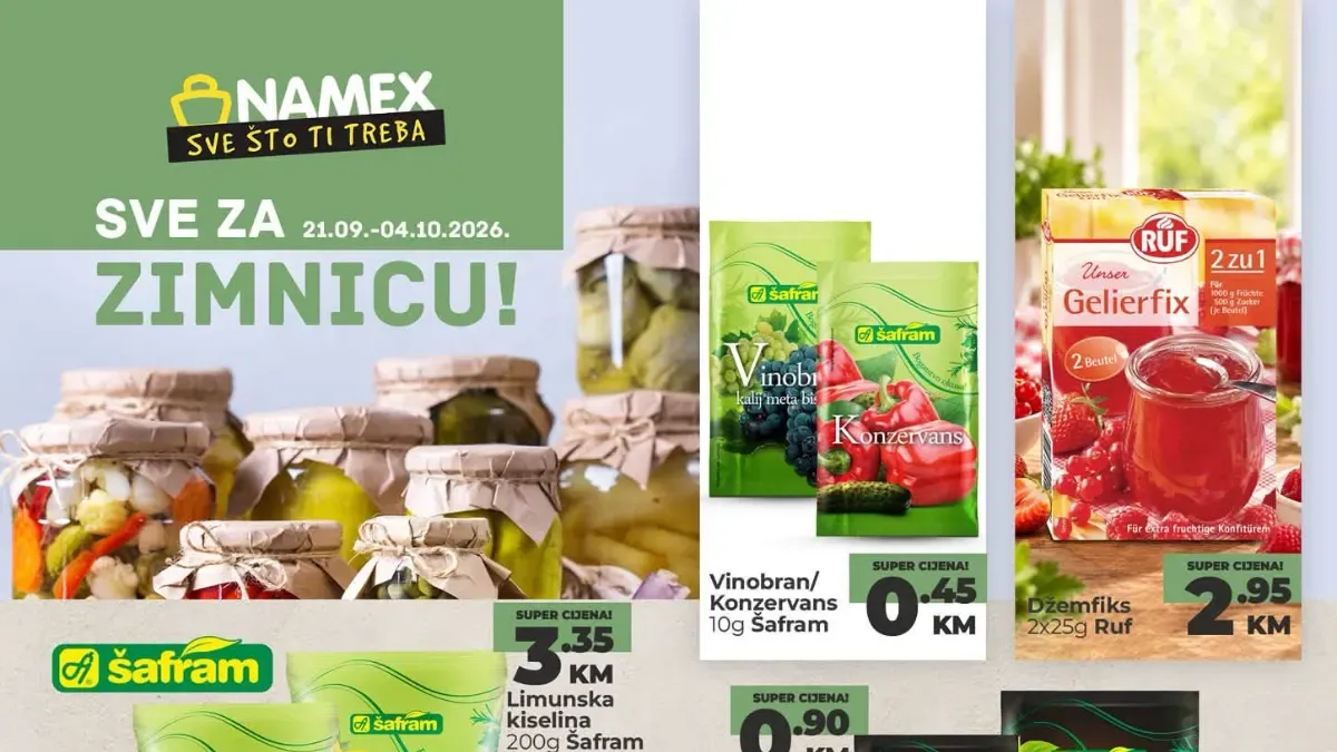 Namex „Sve za zimnicu“ – začini, tegle i oprema po super cijenama do 04.10.2026.
