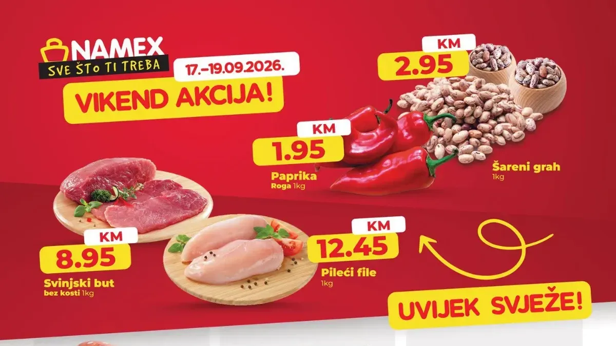 NAMEX objavio vikend akciju – cijene već od 0,90 KM, ponuda važi od 17. do 19.09.2026.