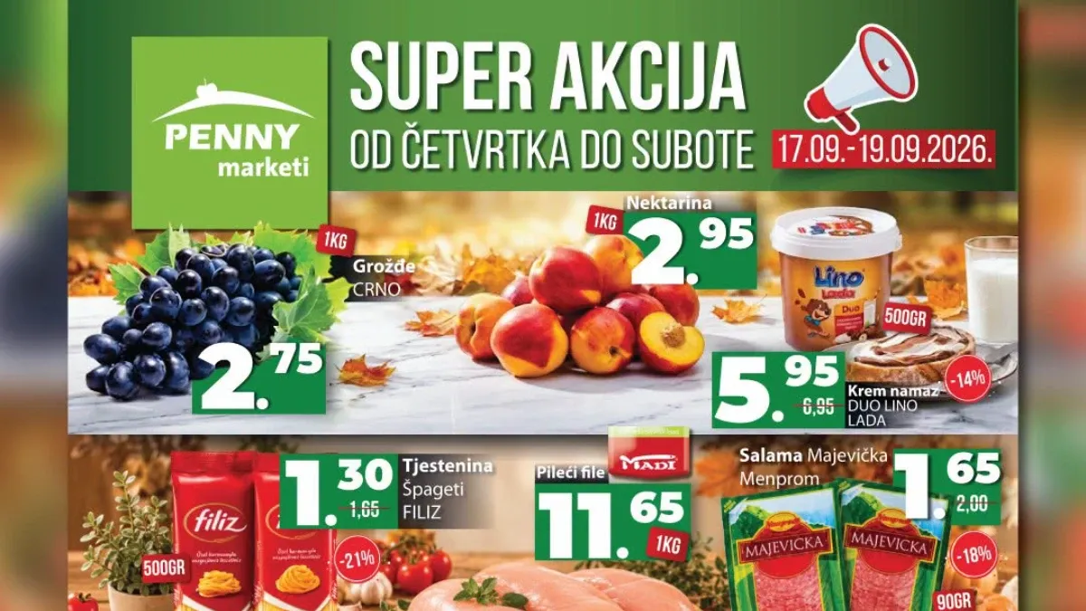 PENNY objavio SUPER AKCIJU – cijene već od 1,30 KM, ponuda važi od 17. do 19.09.2026.