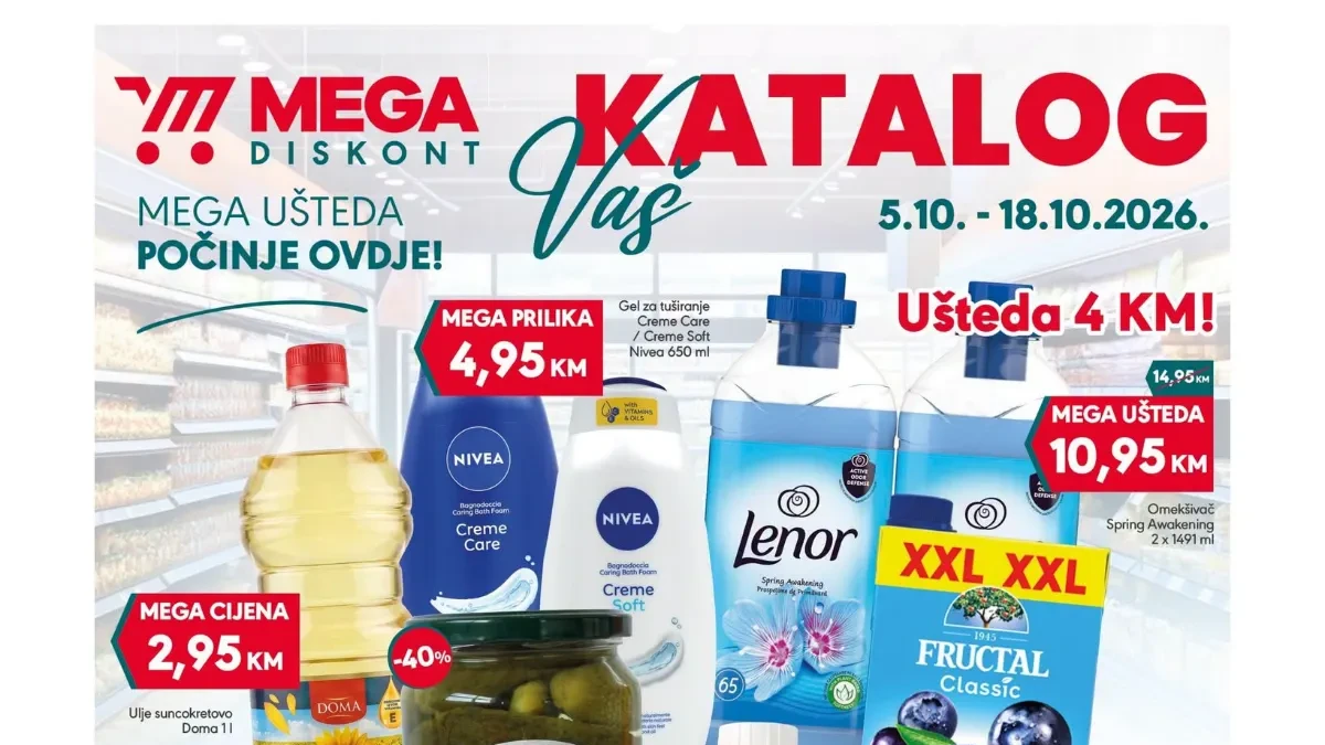 Mega Diskont katalog 05–18.10.2026: Mega uštede, akcijske cijene i popusti do 44%
