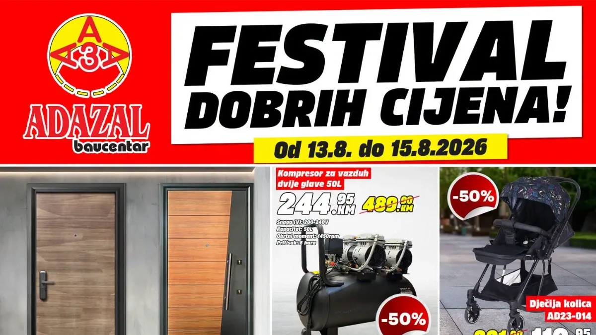 Adazal Festival dobrih cijena od 13.08. do 15.08.2026. – popusti do 50% na kompletan asortiman