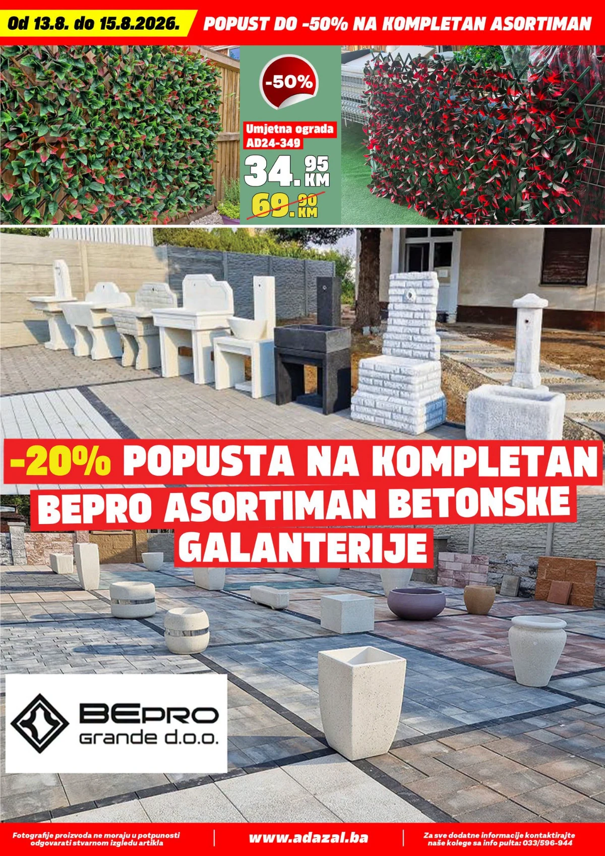 Adazal akcija – umjetne ograde i betonska galanterija po sniženim cijenama