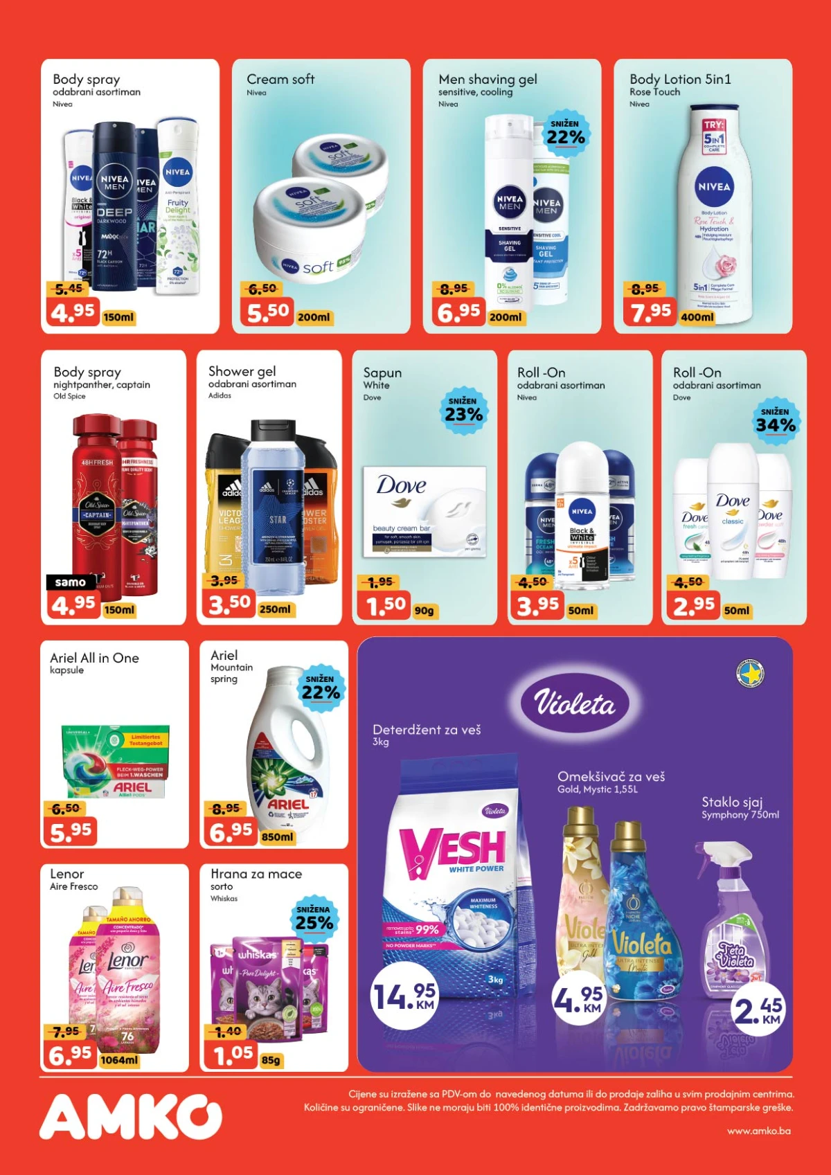 AMKO katalog maj 2026 – Nivea Dove Ariel i Violeta akcija
