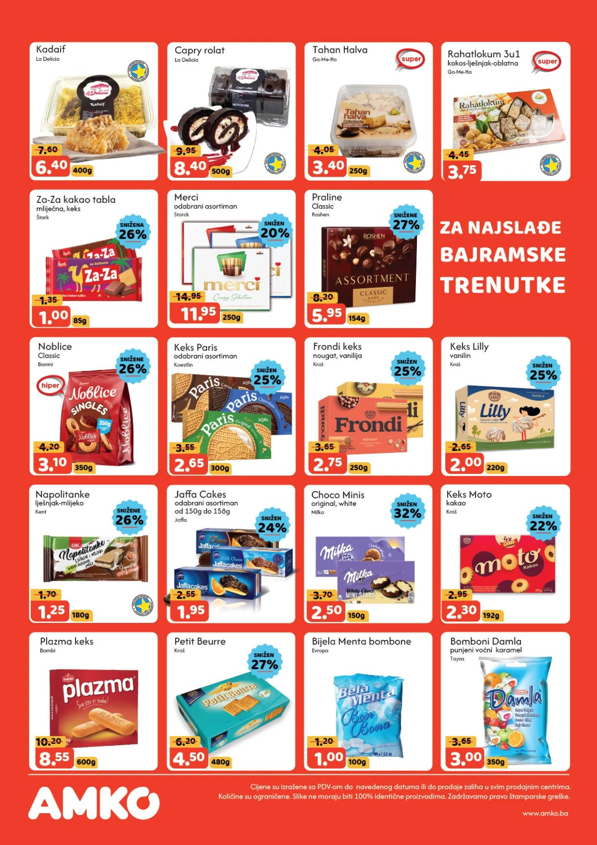AMKO katalog maj 2026 – čokolade bajadera napolitanke i slatkiši
