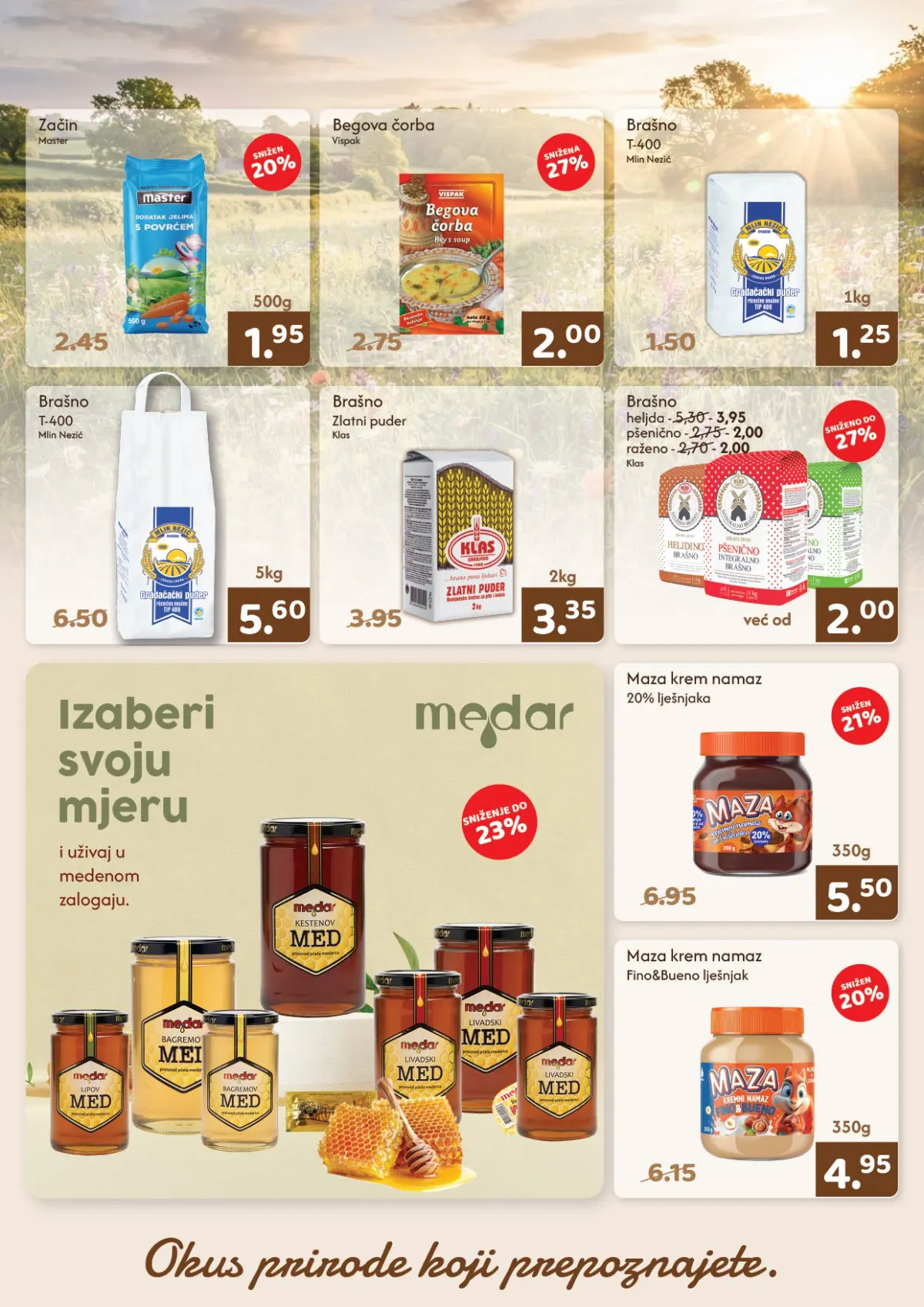 AMKO katalog stranica 5 – Master začin, Vispak Begova čorba, brašno Mlin Nezić i Klas, Medar med i Maza krem namazi