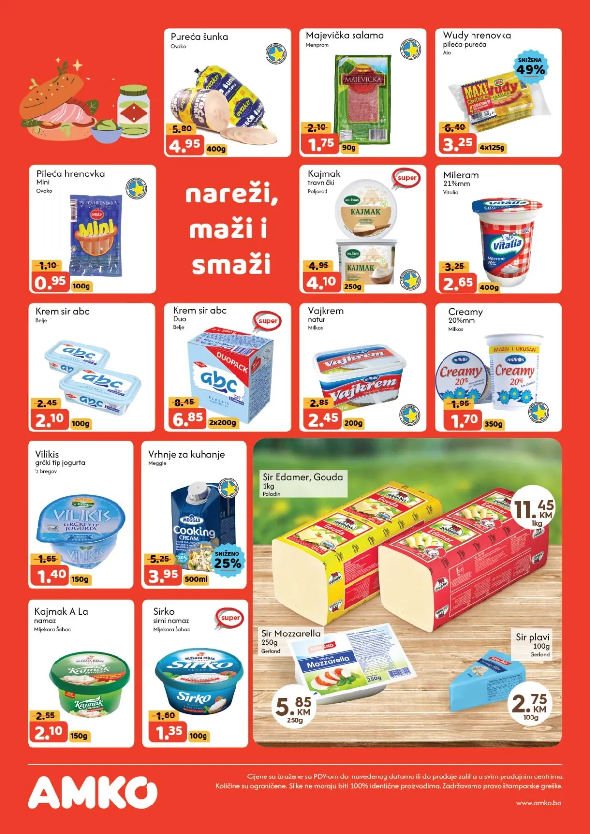 AMKO katalog – suhomesnati proizvodi, sirevi, kajmak i mliječni proizvodi na akciji do 16.09.2026.