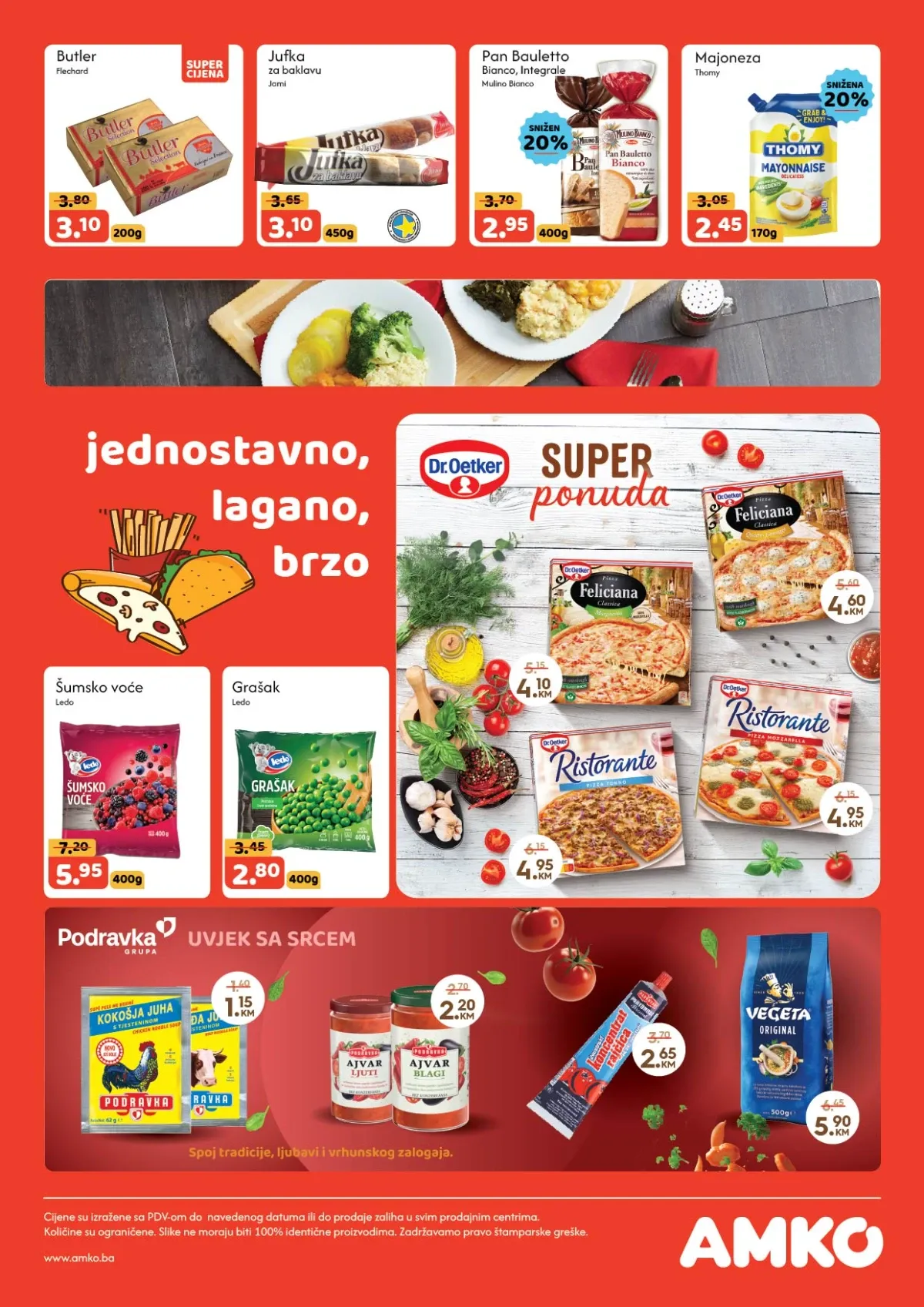AMKO katalog – smrznuti proizvodi, pizza, povrće i Podravka proizvodi na akciji