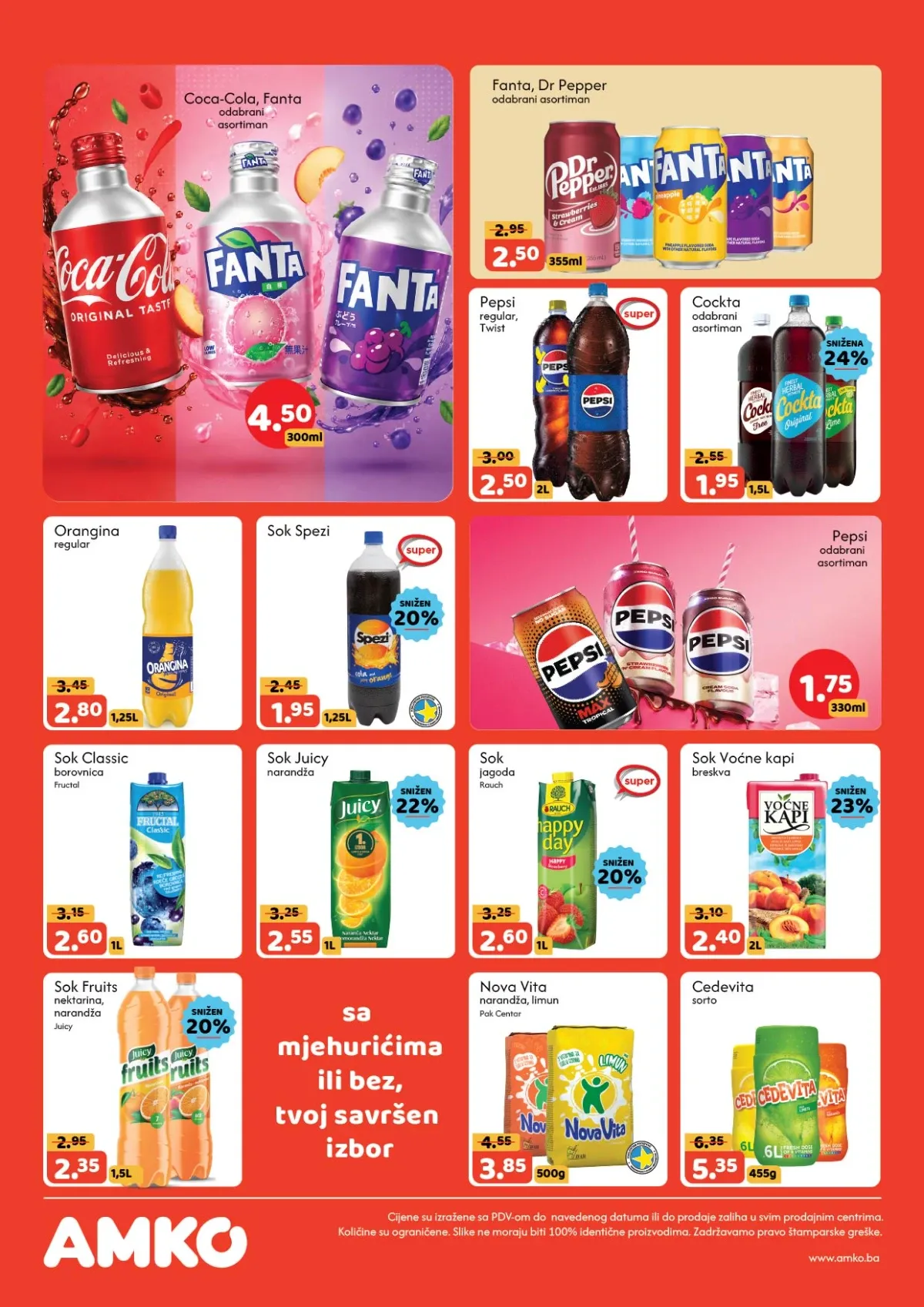 AMKO katalog – Coca-Cola, Fanta, Pepsi, sokovi i Cedevita na akciji do 16.09.2026.