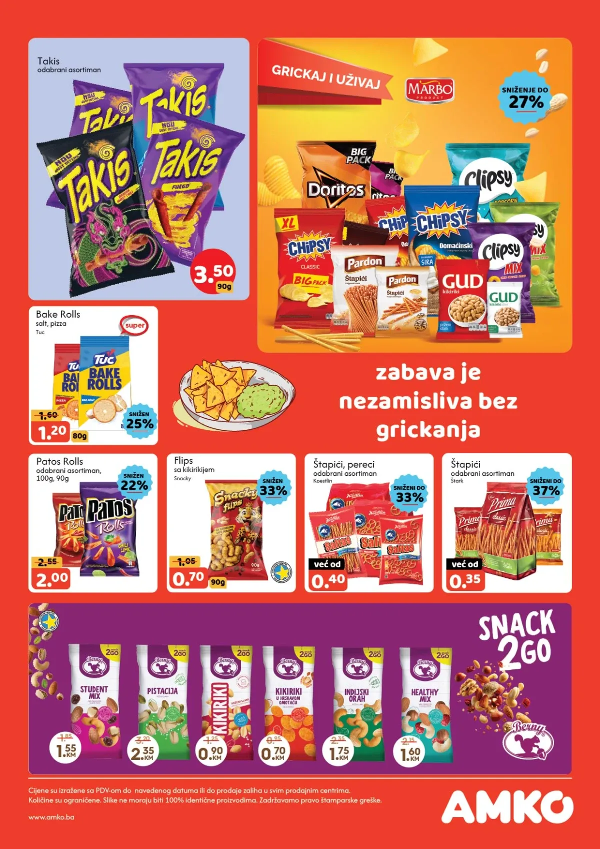 AMKO katalog – grickalice, čips, štapići, flips i snack proizvodi na sniženju