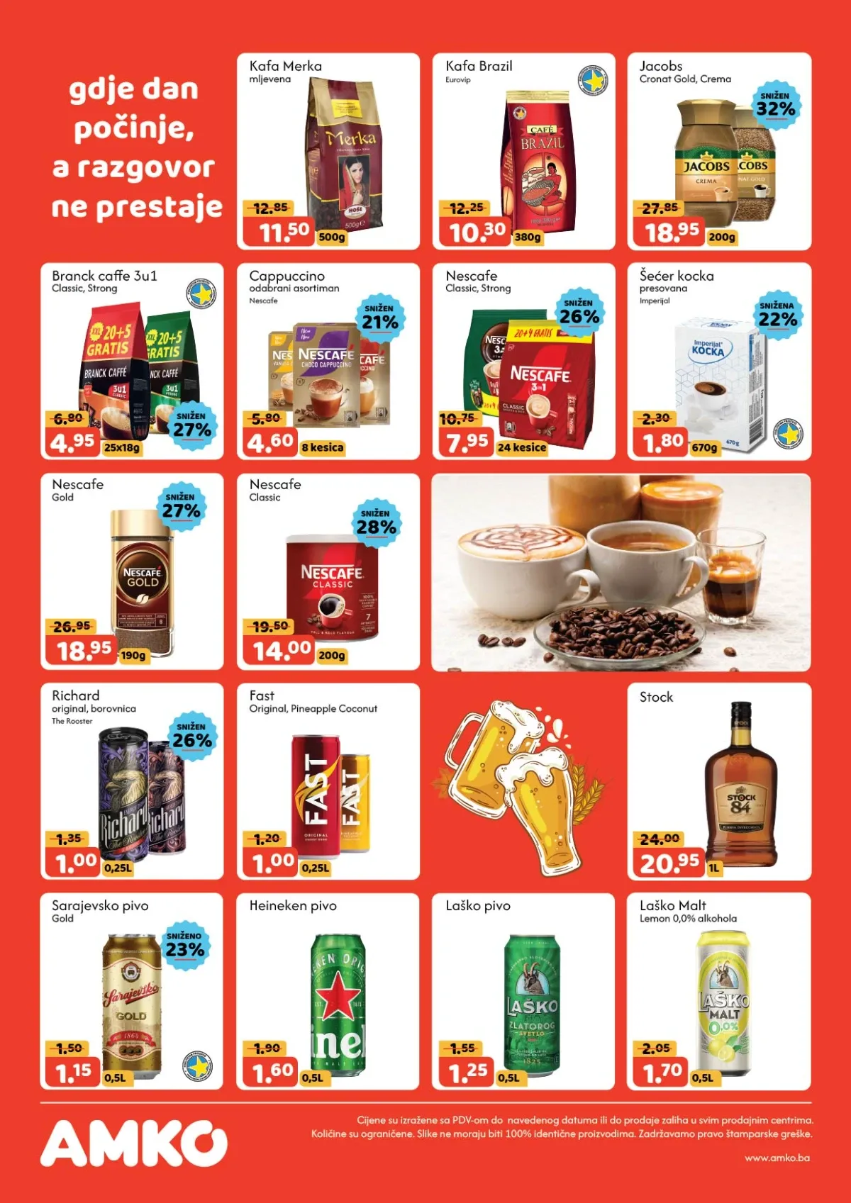 AMKO katalog – kafa, Nescafe, cappuccino, energetska pića i odabrana pića na akciji