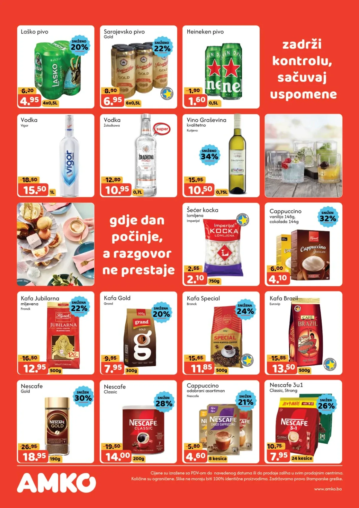 AMKO katalog do 20.08.2026. – akcija na kafu, cappuccino, pivo, vino i odabrana alkoholna pića