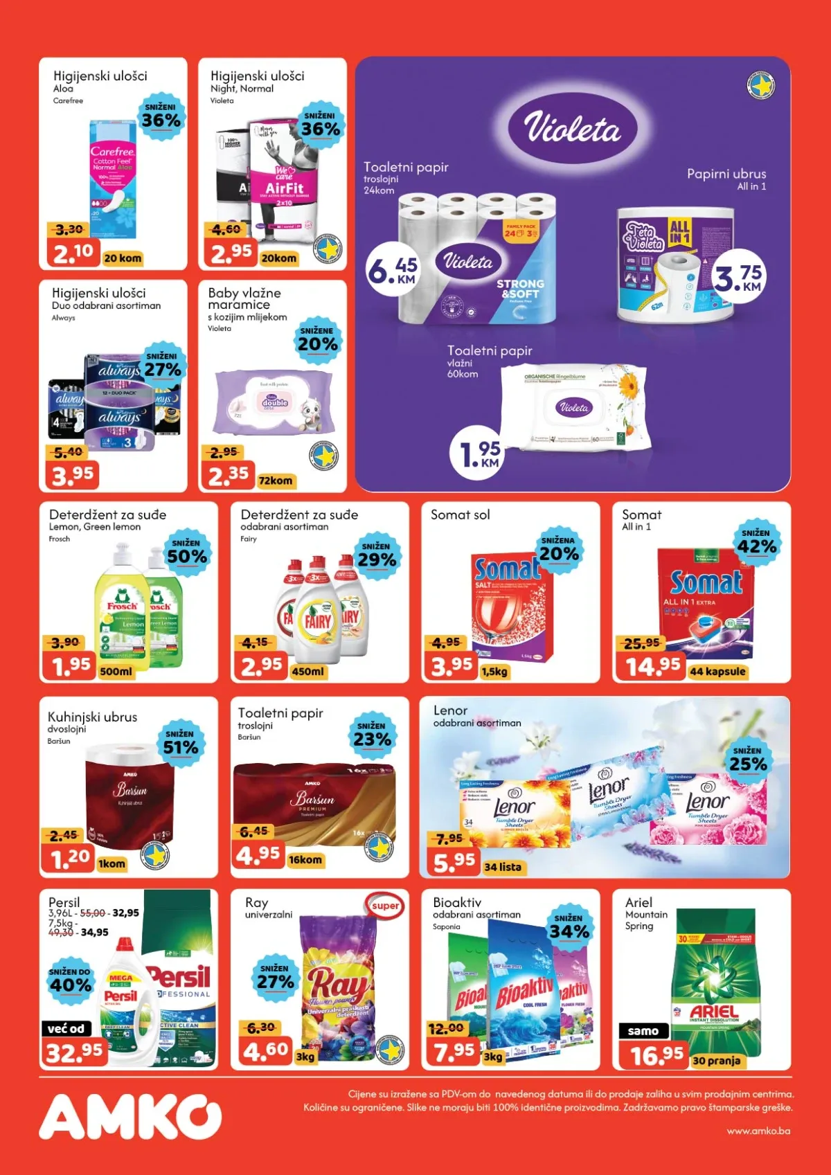 AMKO katalog do 20.08.2026. – higijenski ulošci, vlažne maramice, deterdženti za suđe i veš, toaletni papir i papirni ubrusi