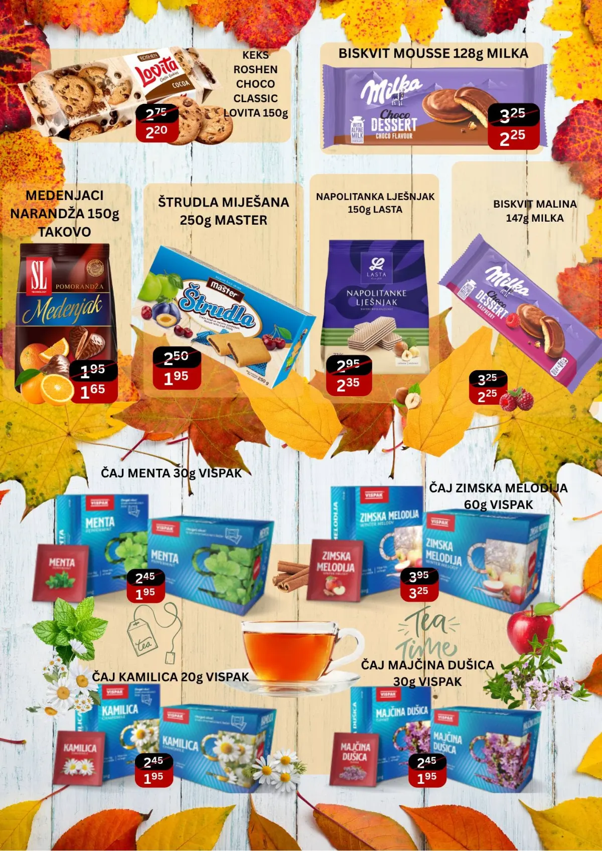 Bazar katalog stranica 2 – akcijske cijene keksa, čokolada, napolitanki i Vispak čajeva