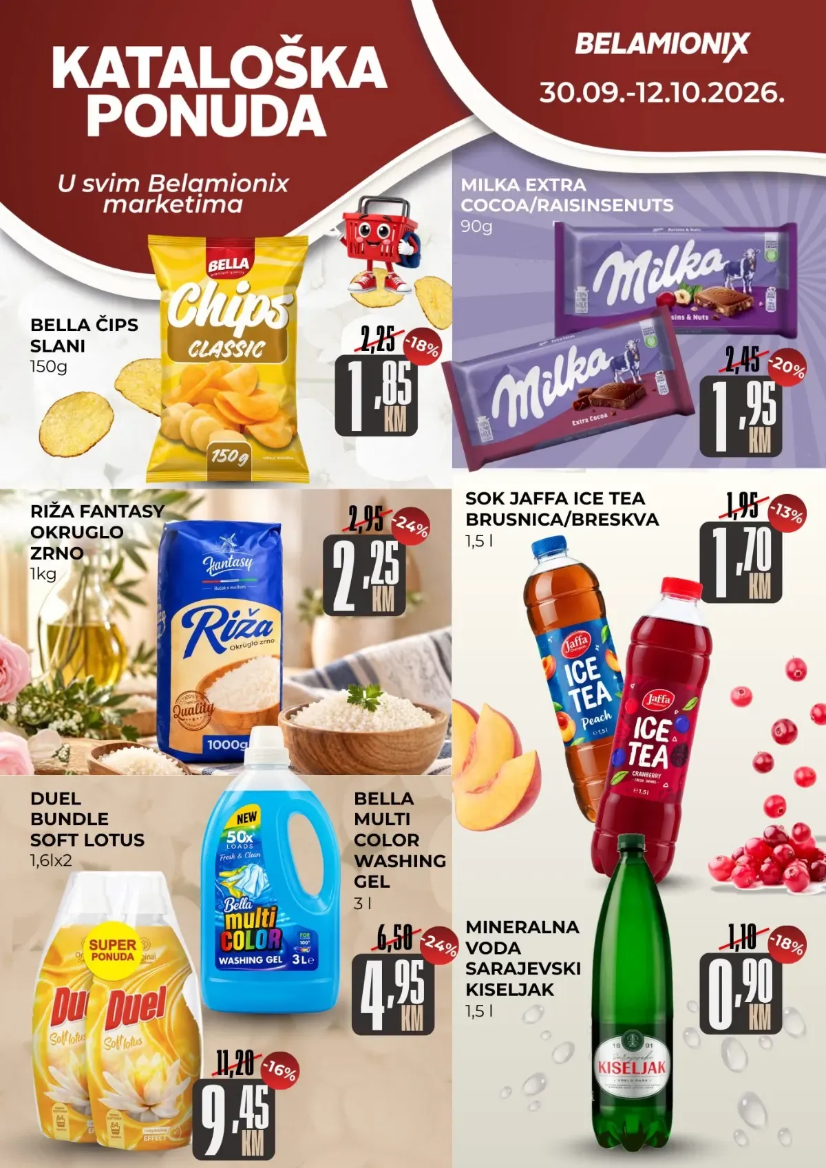 Belamionix novi katalog od 30.09. do 12.10.2026. – Milka čokolade, Bella čips, riža, sokovi, deterdženti i drugi proizvodi po akcijskim cijenama