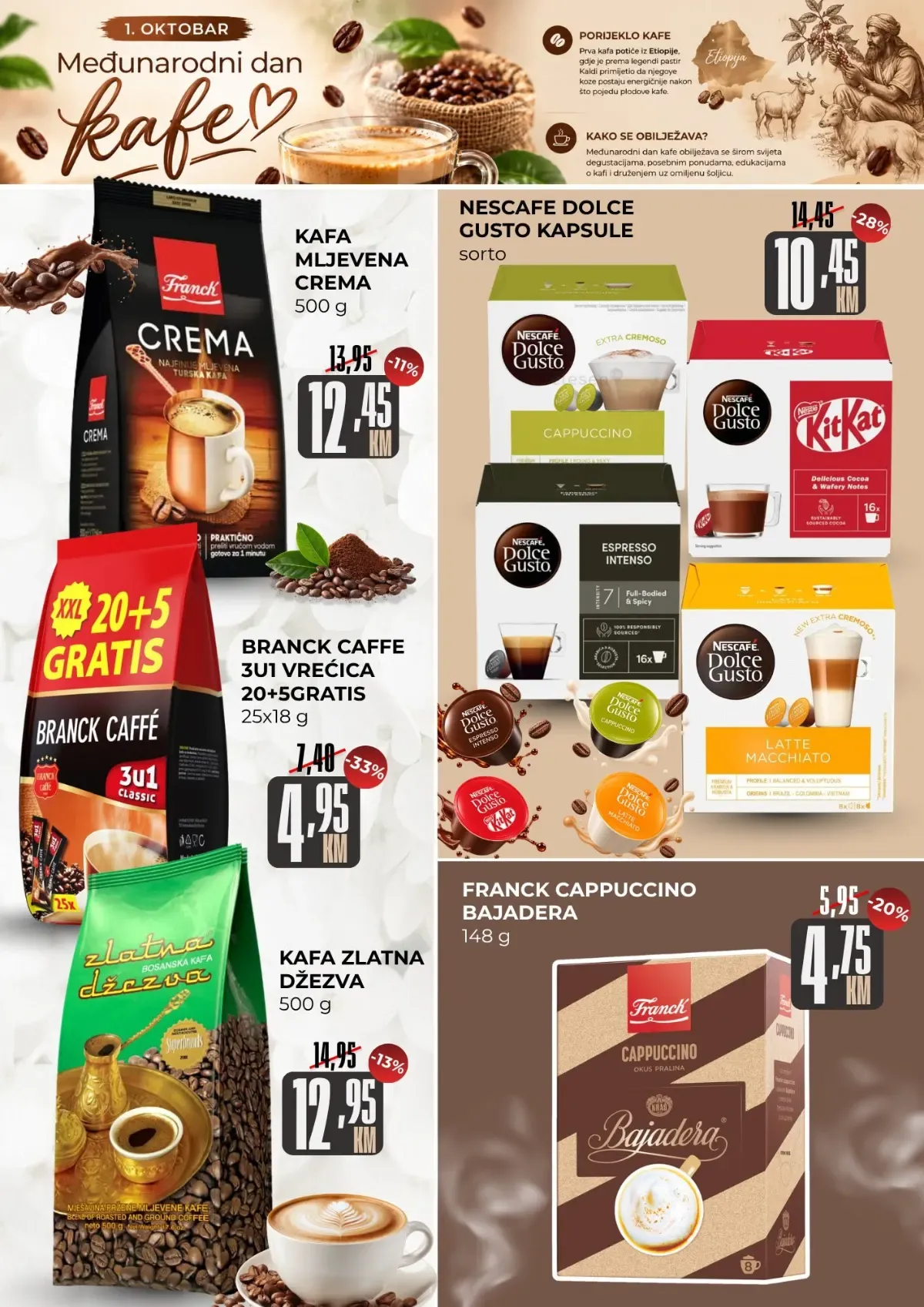 Belamionix katalog do 12.10.2026. – kafa Franck, Zlatna džezva, Nescafe Dolce Gusto i cappuccino