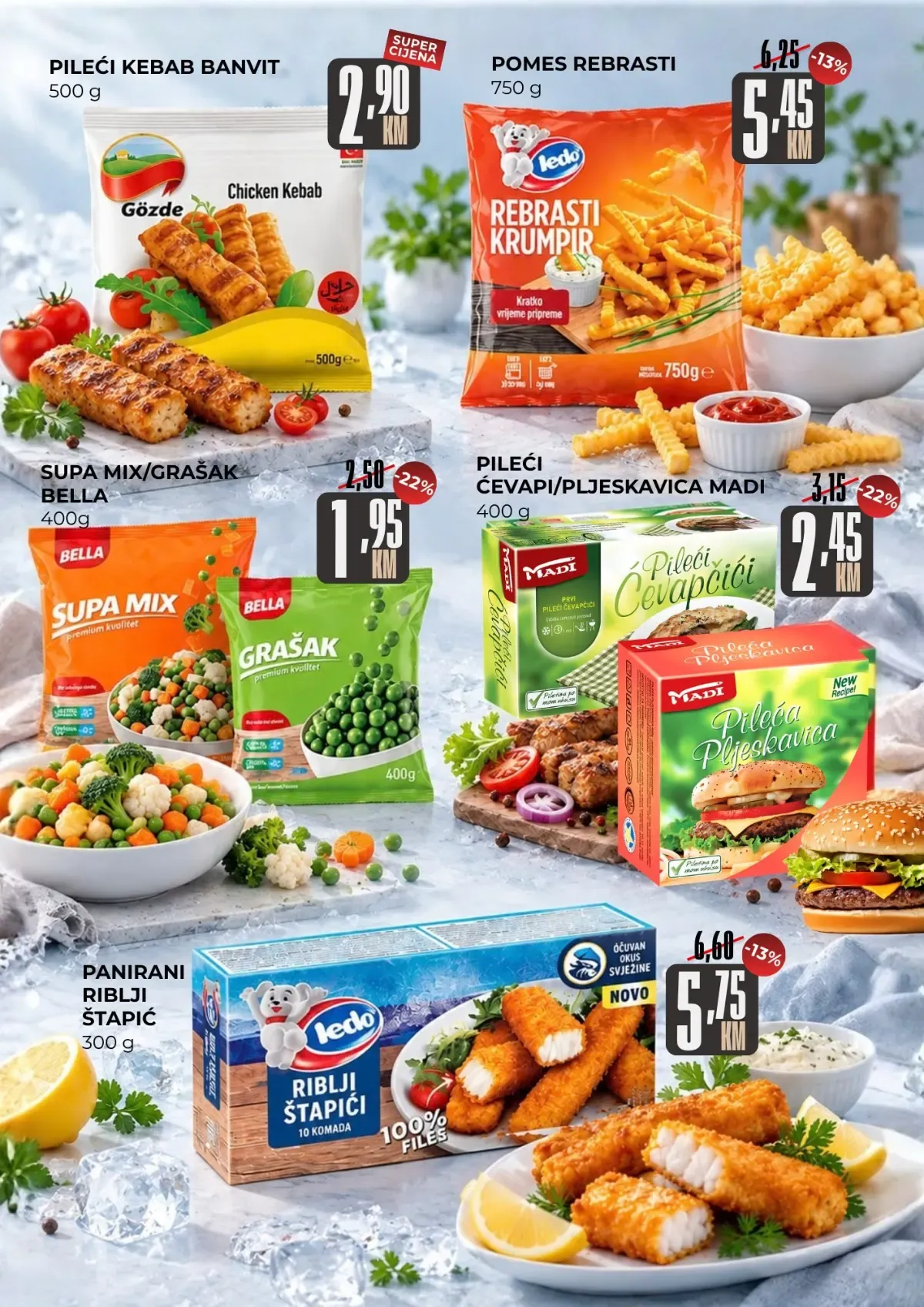 Belamionix katalog – smrznuta hrana, pileći kebab, pomfrit i riblji štapići