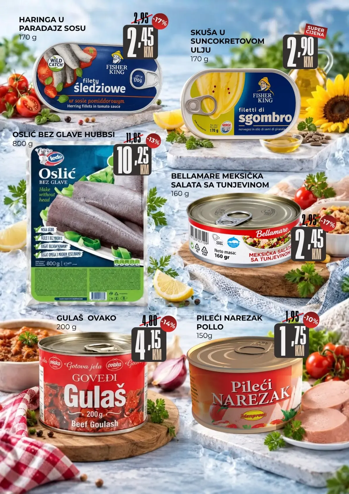 Belamionix katalog – haringa, oslić, skuša, gulaš i pileći narezak