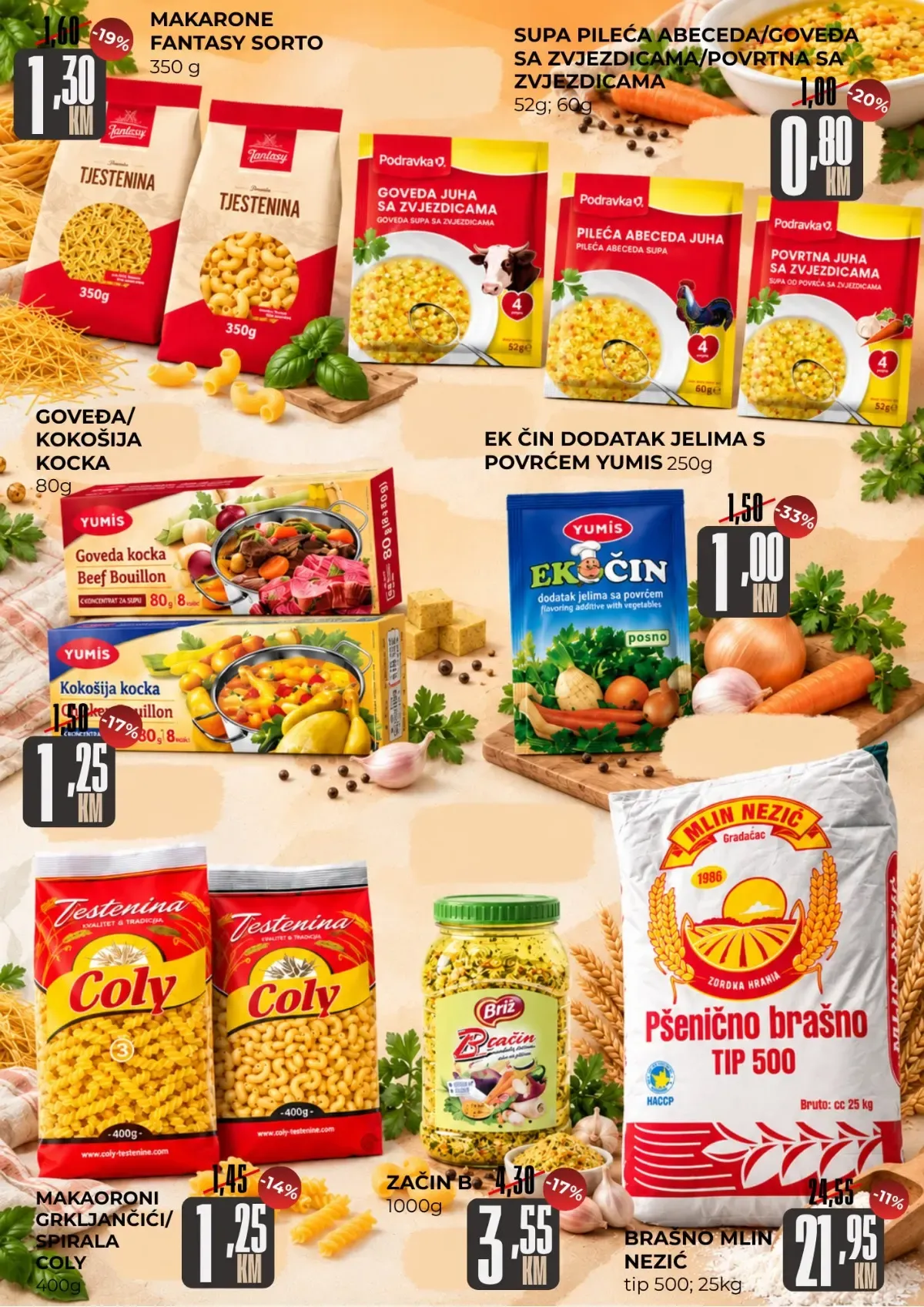 Belamionix katalog – tjestenina, supe, začini, brašno i kocke za supu