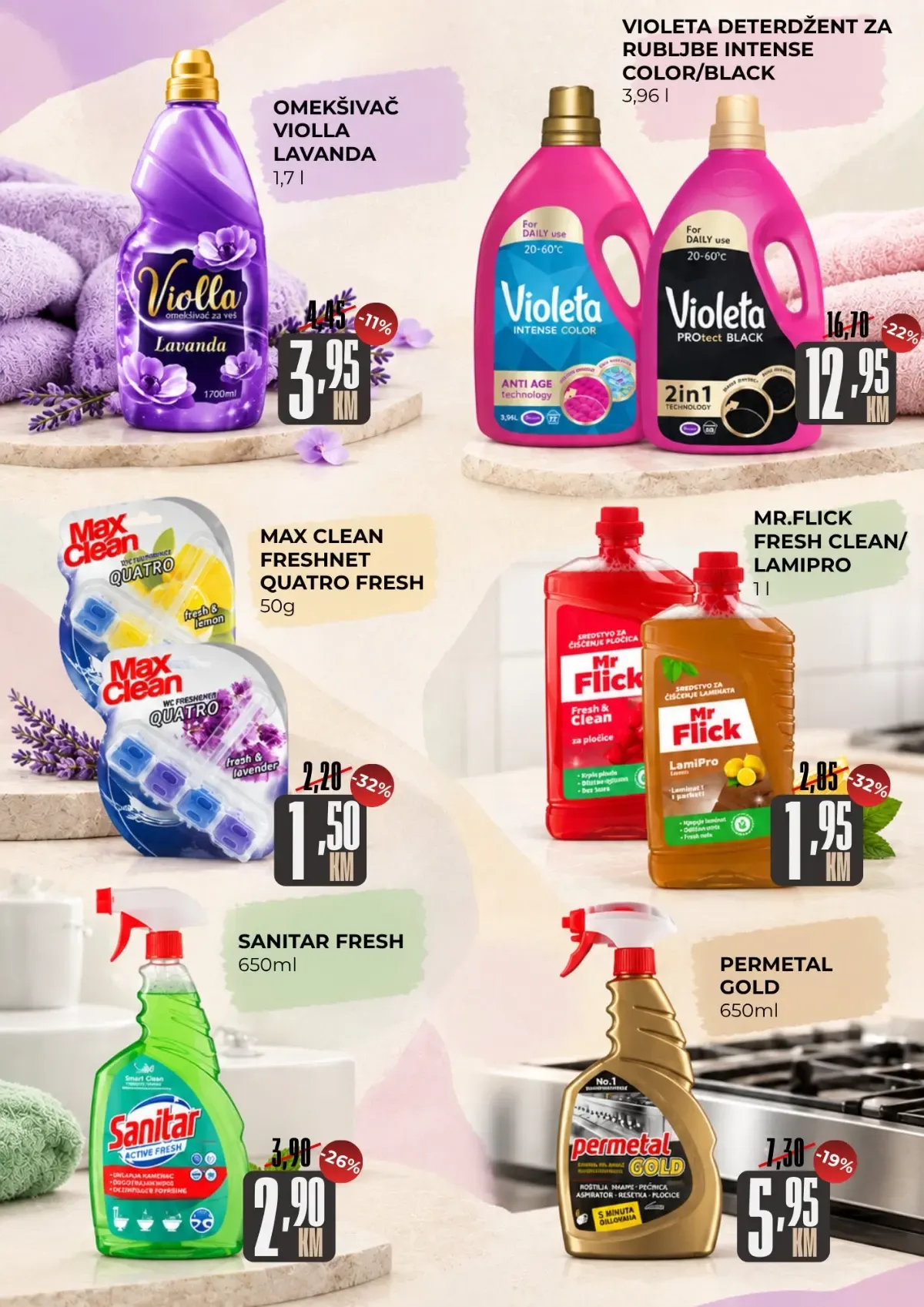 Belamionix katalog – omekšivači i sredstva za čišćenje Violeta, Mr. Flick, Sanitar i Max Clean