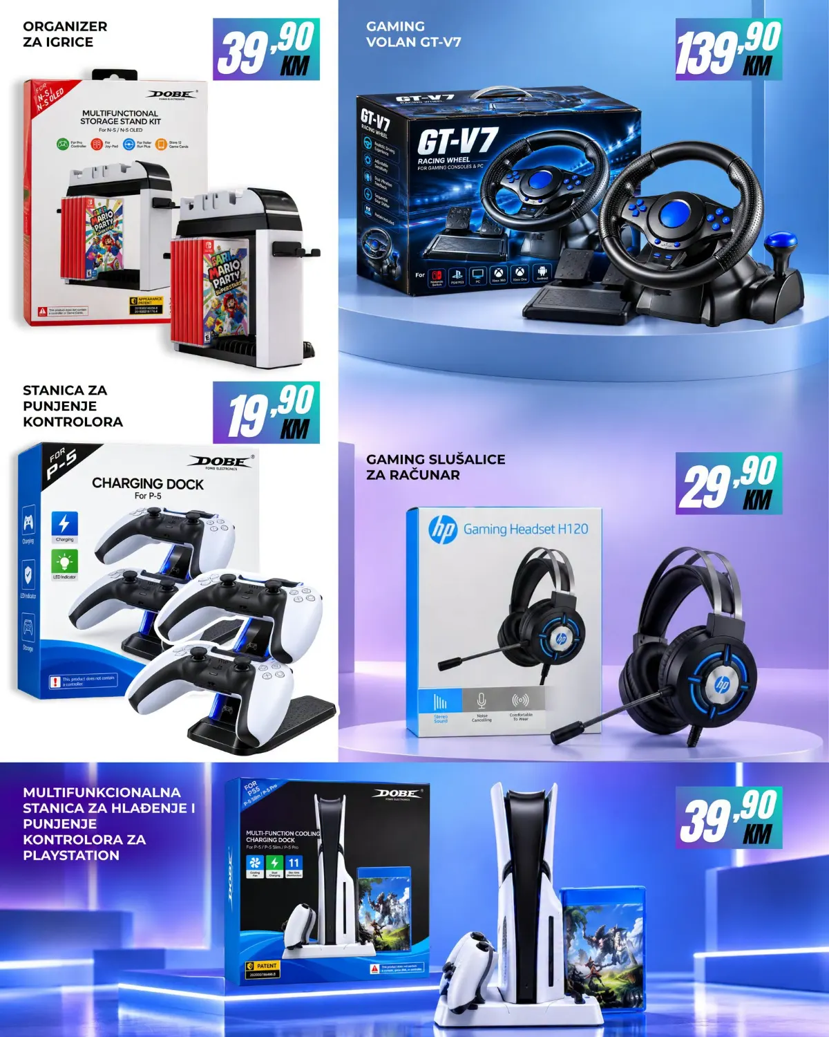 Belamionix gaming oprema – volan GT-V7 za 139,90 KM i stanica za punjenje PS5 kontrolora za 19,90 KM