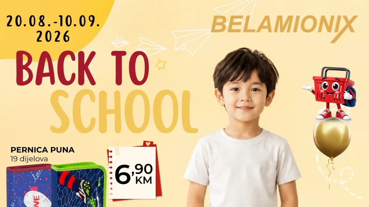 Belamionix Back to School akcija do 10.09.2026. – školski ruksaci, pernice, pribor i dječija odjeća uz popuste do 47%