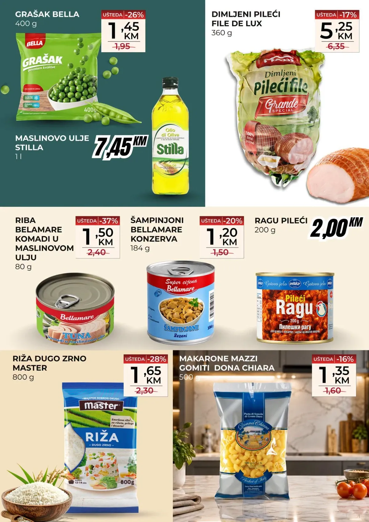 Belamionix Super vikend – tuna, riža, grašak, maslinovo ulje, šampinjoni i pileći proizvodi