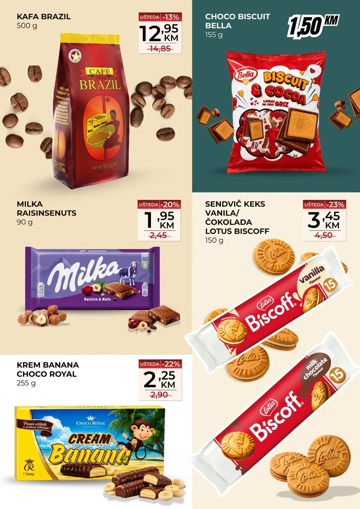 Belamionix Super vikend – kafa, Milka čokolada, keksi, Choco Biscuit i krem banana