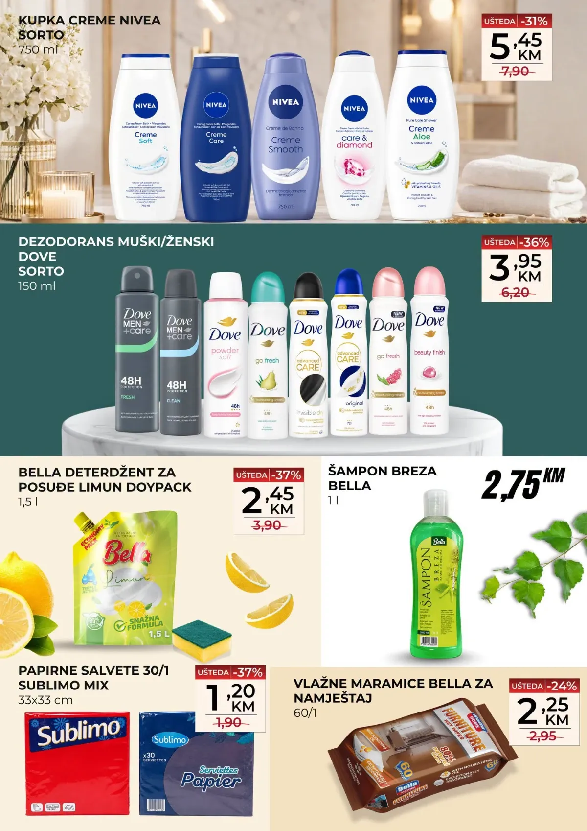 Belamionix Super vikend – Nivea, Dove, deterdžent za posuđe, šampon, salvete i vlažne maramice