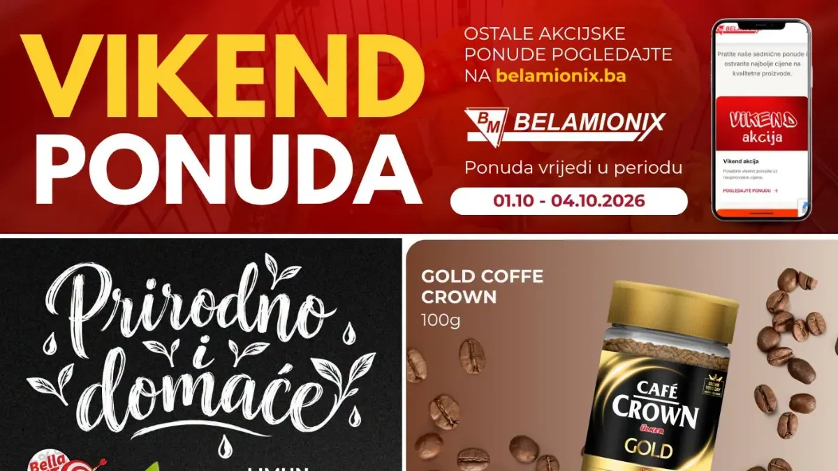 Belamionix vikend akcija 01–04.10.2026. – odlične cijene i popusti do 41%