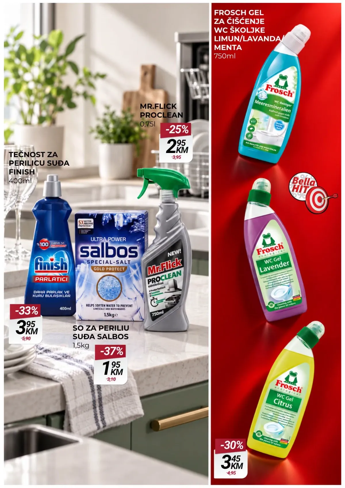 Belamionix vikend akcija – Finish sredstva za mašinu za suđe, Salbos so i Frosch gel za WC