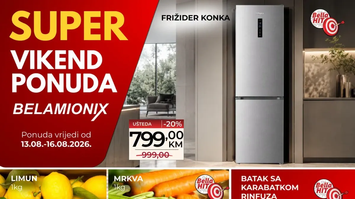 Belamionix vikend akcija do 16.08.2026. – popusti do 46% na deterdžente, hranu, piće i proizvode za domaćinstvo