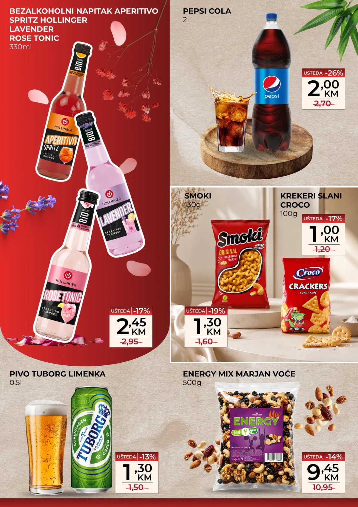 Belamionix vikend akcija do 16.08.2026. – Pepsi Cola, Smoki, Croco krekeri, Tuborg pivo, Hollinger napici i Energy Mix