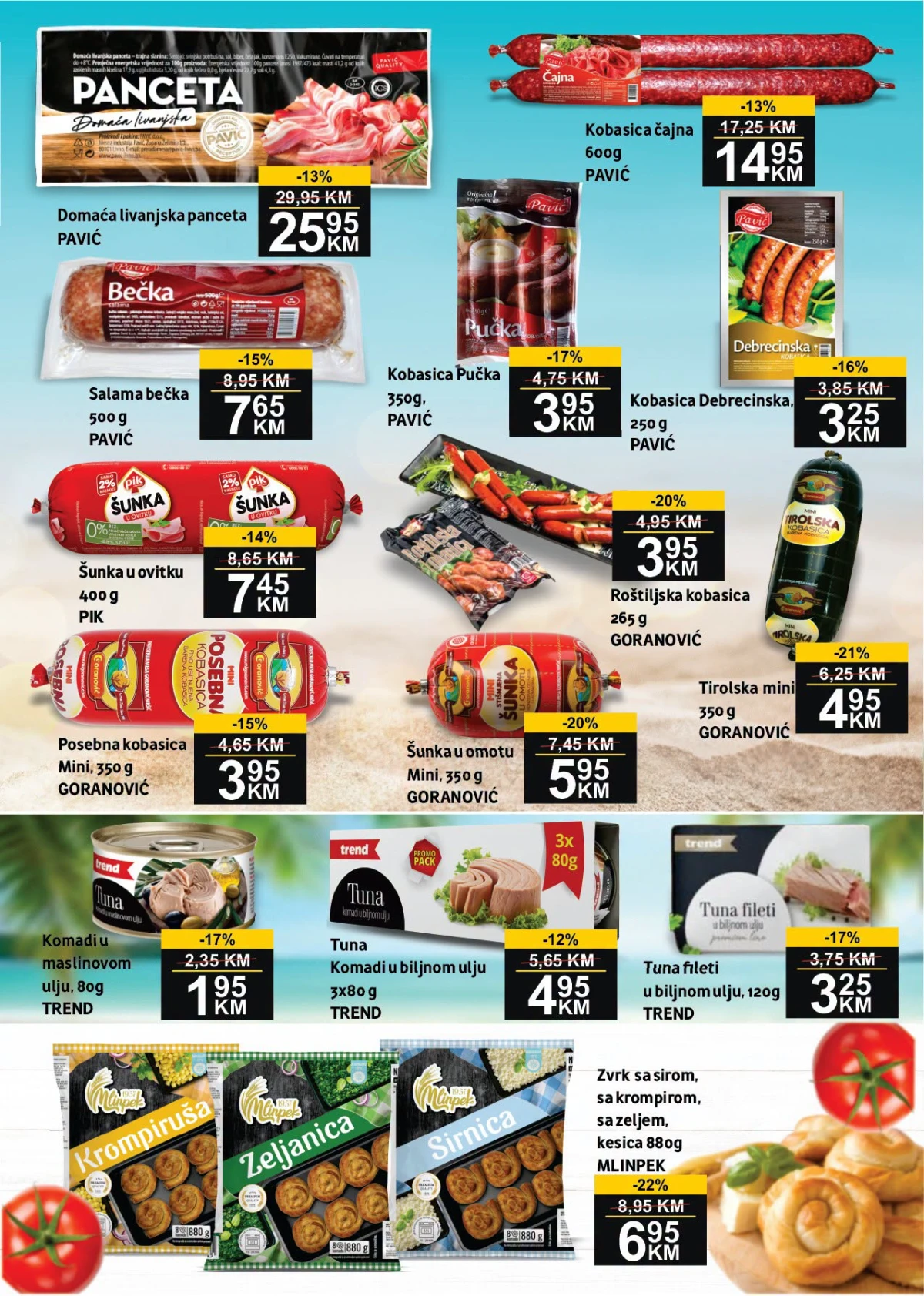 BEST katalog strana 3 – kobasice, panceta, šunke, tuna i zamrznuti proizvodi na akciji