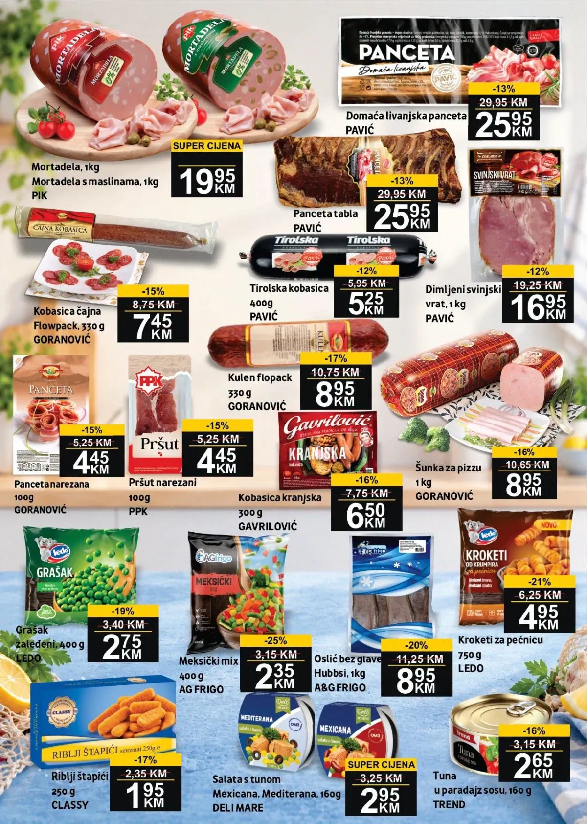 BEST katalog strana 3 – mortadela, panceta, kobasice, smrznuto povrće, riba i tuna na akciji