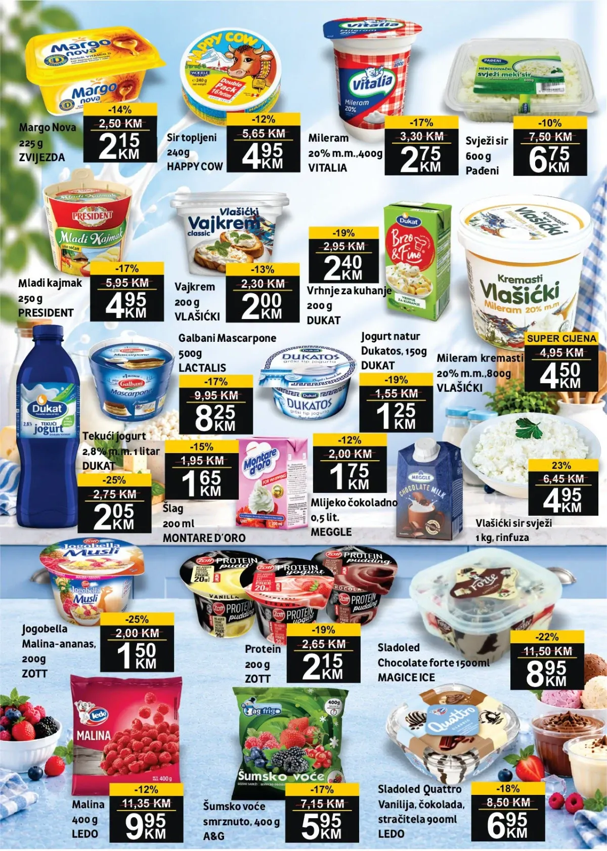 BEST katalog strana 4 – sirevi, jogurt, mileram, vrhnje, smrznuto voće i sladoledi na akciji
