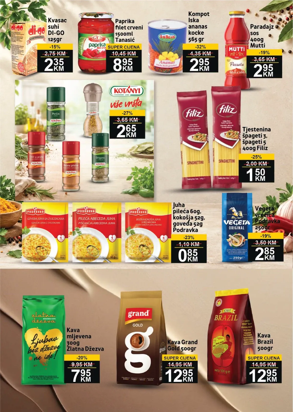 BEST katalog strana 8 – začini, tjestenina, supe, Vegeta, kompoti i kafa na akciji