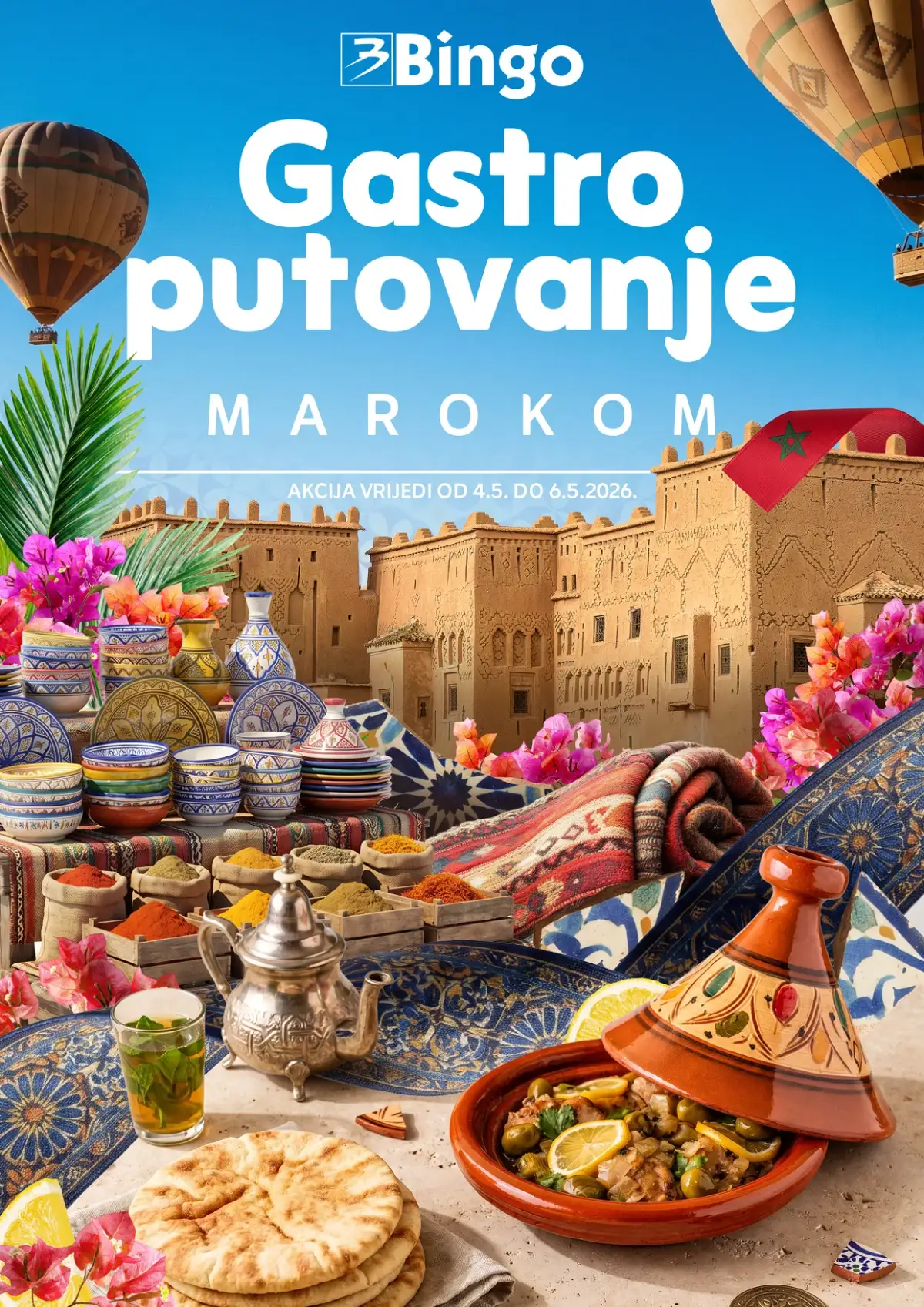 Bingo katalog gastro putovanje Marokom sniženja do 37% egzotična kuhinja 04.05.–06.05.2026 hero