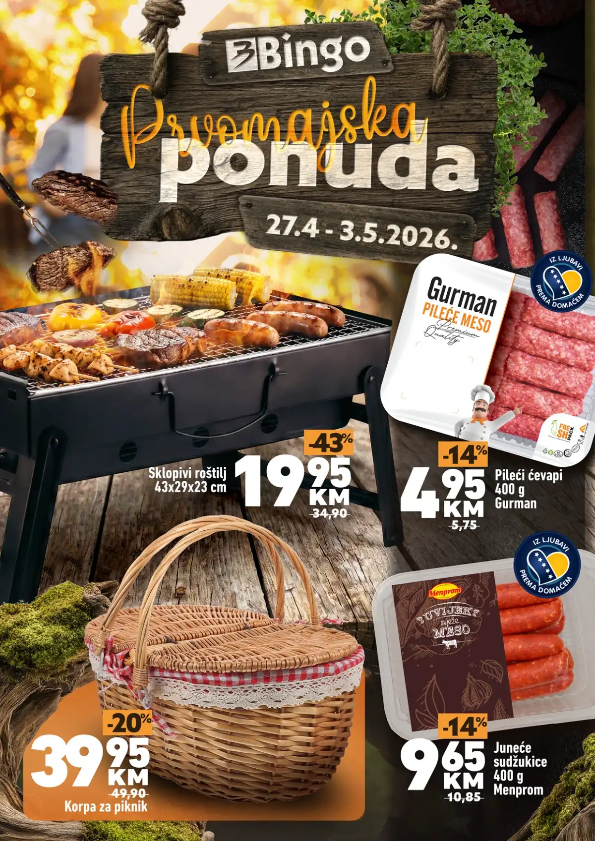 Bingo Prvomajska ponuda do 03. maja 2026 – roštilj, meso i akcijske cijene