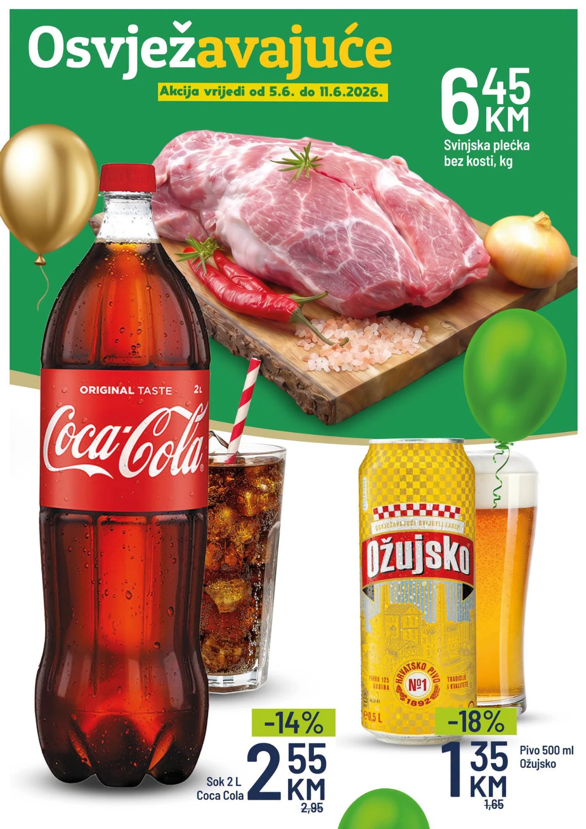 Bingo akcija Mostar – Coca Cola 2 l, Ožujsko pivo i svinjska plećka