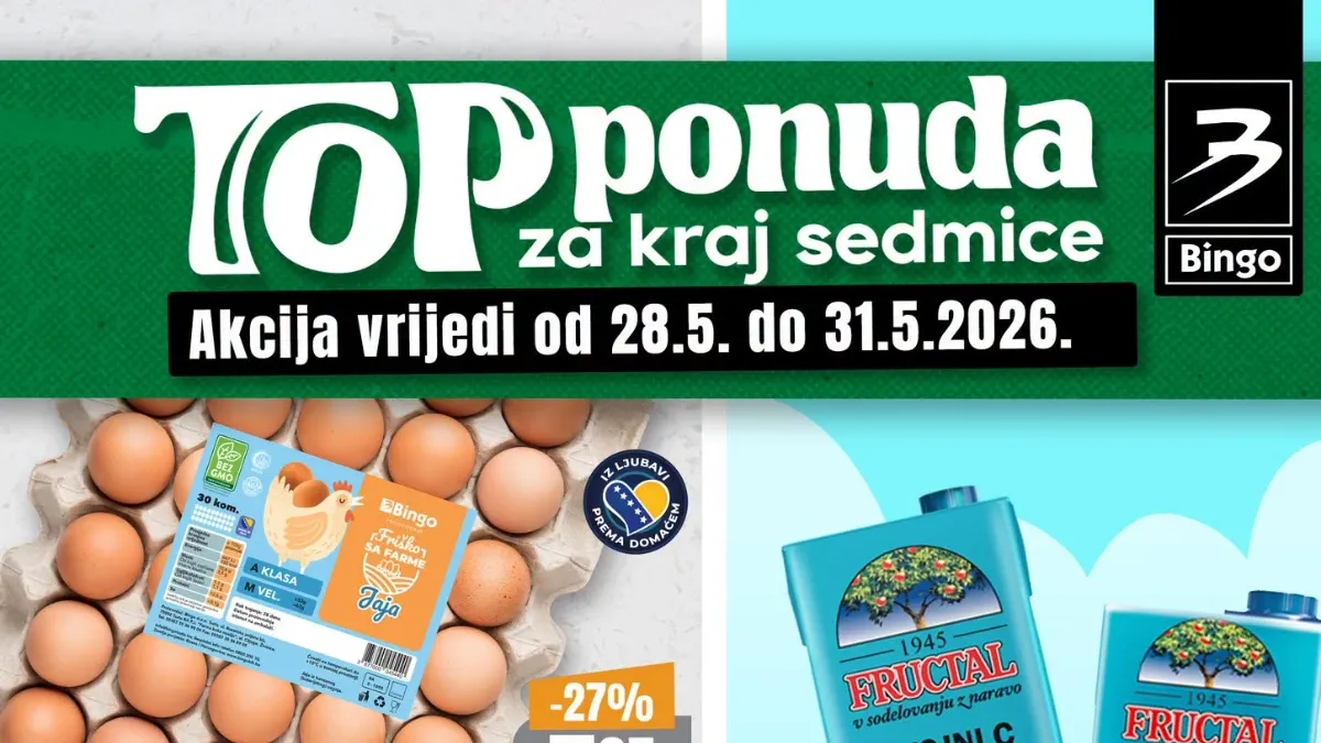 Bingo TOP ponuda za kraj sedmice 28–31.05.2026 – jaja, sokovi, povrće i slatkiši po nižim cijenama