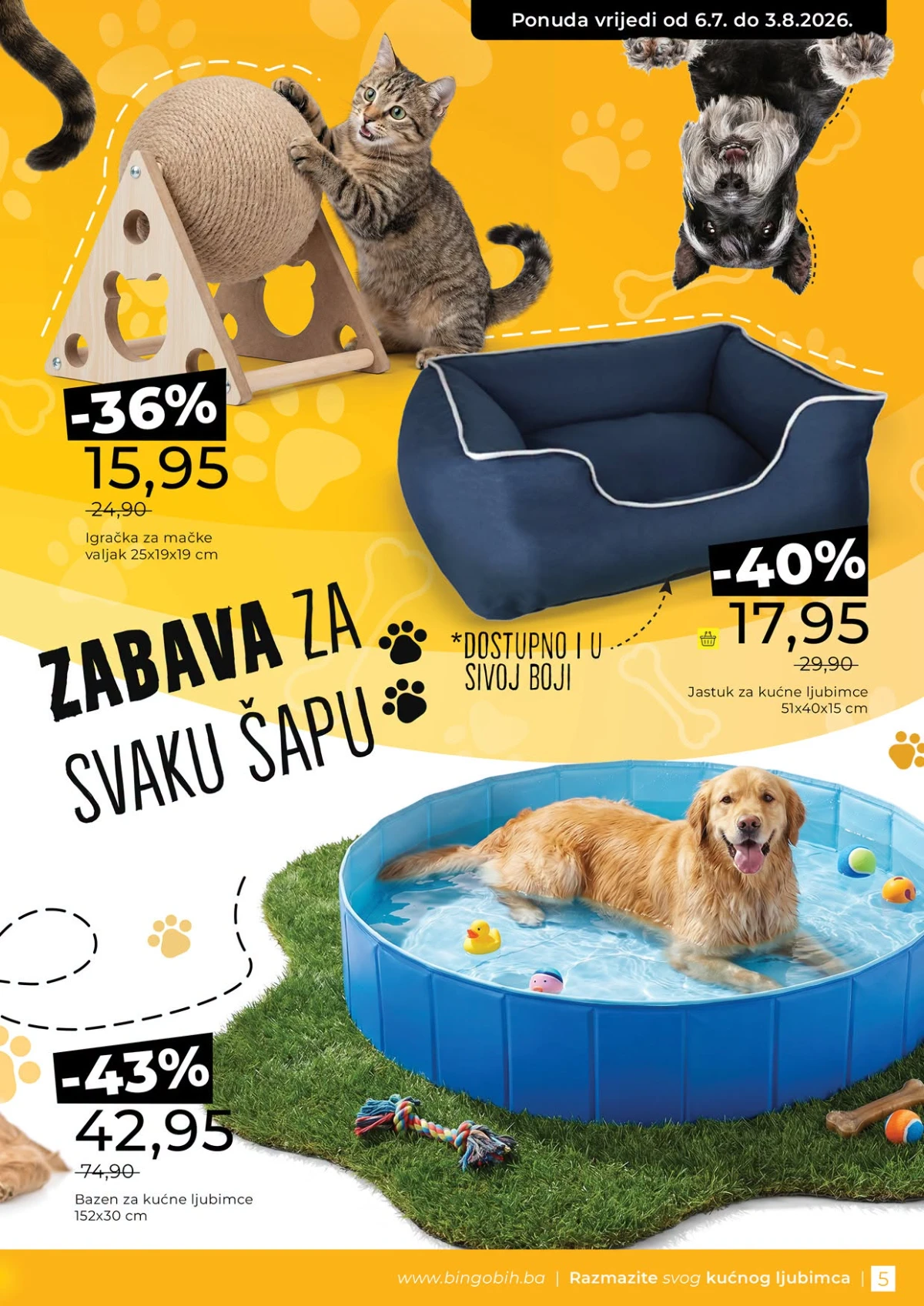 Bingo Vaw Maw ponuda – kreveti, bazeni i igračke za kućne ljubimce