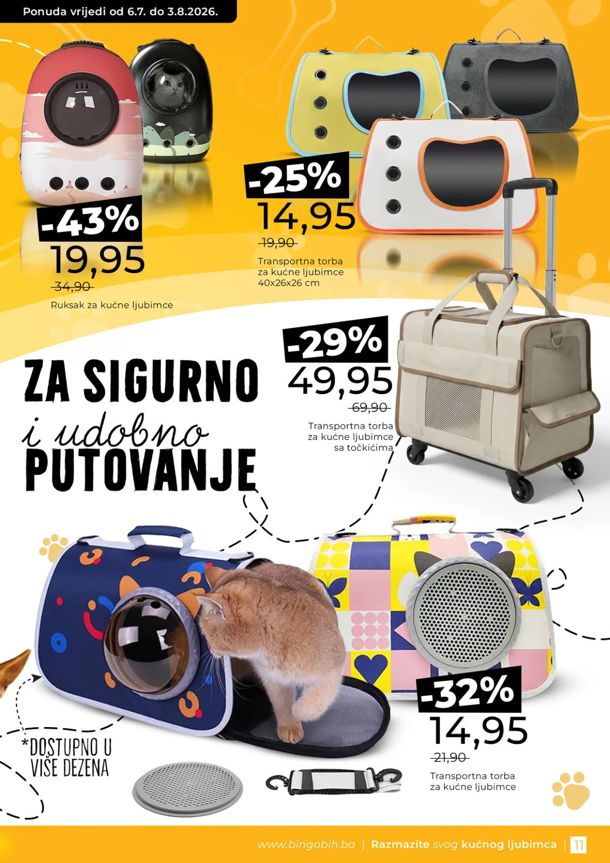 Bingo Vaw Maw ponuda – transporteri, torbe i oprema za putovanje sa kućnim ljubimcima