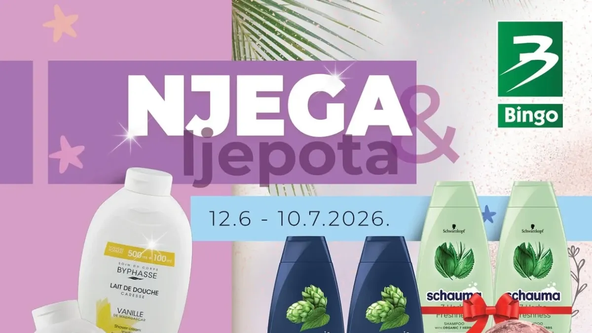 Bingo Njega i ljepota katalog do 50% popusta na kozmetiku, njegu lica, tijela i kose do 10.07.2026