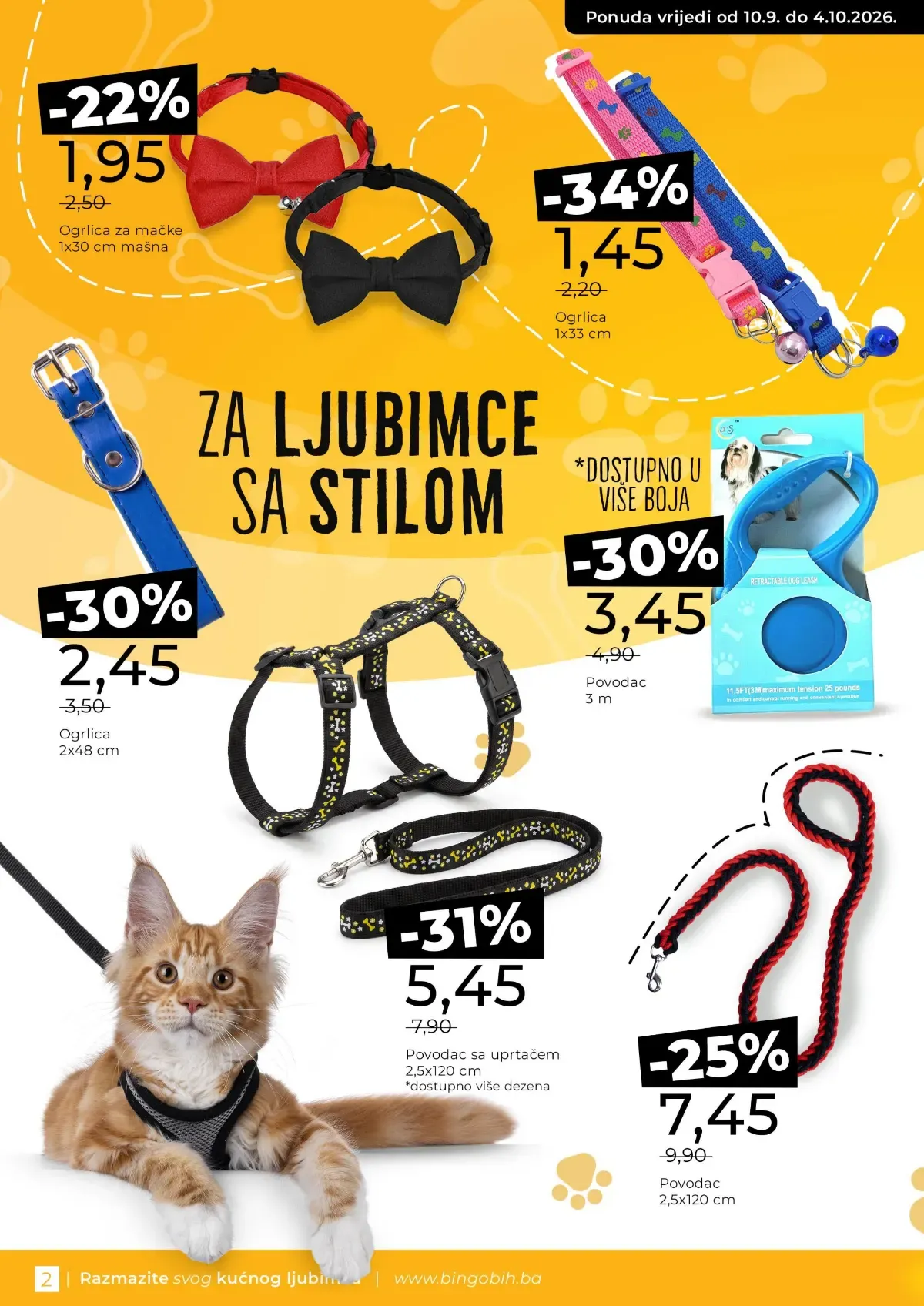 Bingo akcija za kućne ljubimce – ogrlice, povodci i oprsnice za pse i mačke