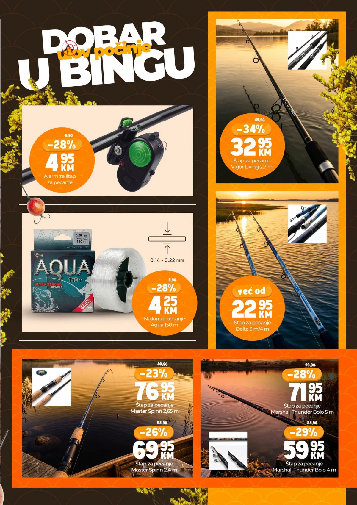 Bingo katalog – štapovi za pecanje, najloni i ribolovni pribor na akciji