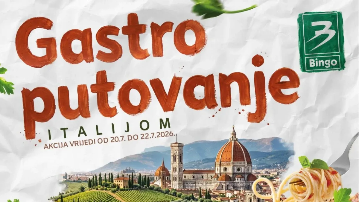 Bingo Gastro putovanje Italijom od 20. do 22.07.2026. – italijanski proizvodi i kuhinjski asortiman uz popuste do 44%