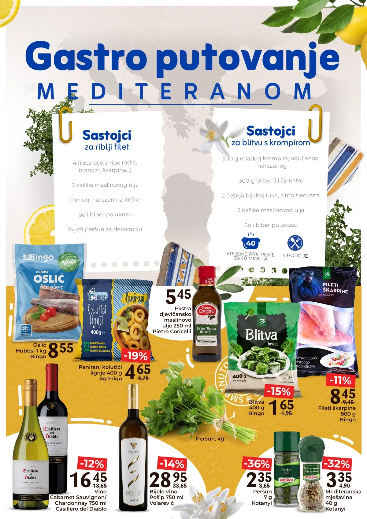 Bingo Gastro katalog donosi popuste na ribu, vino, maslinovo ulje, začine i mediteranske namirnice.